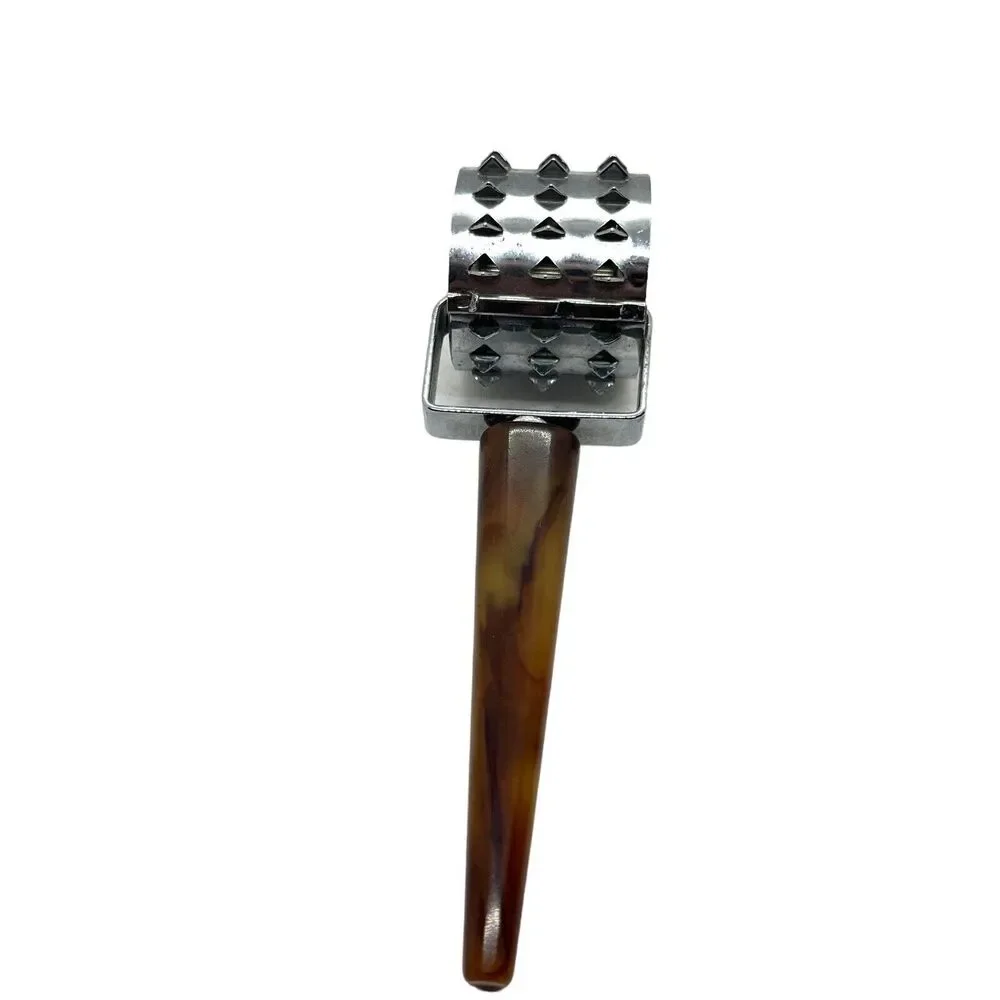 Dough Hole Roller Meat Tenderizer Butterscotch Bakelite Handle VTG Pat 3138823